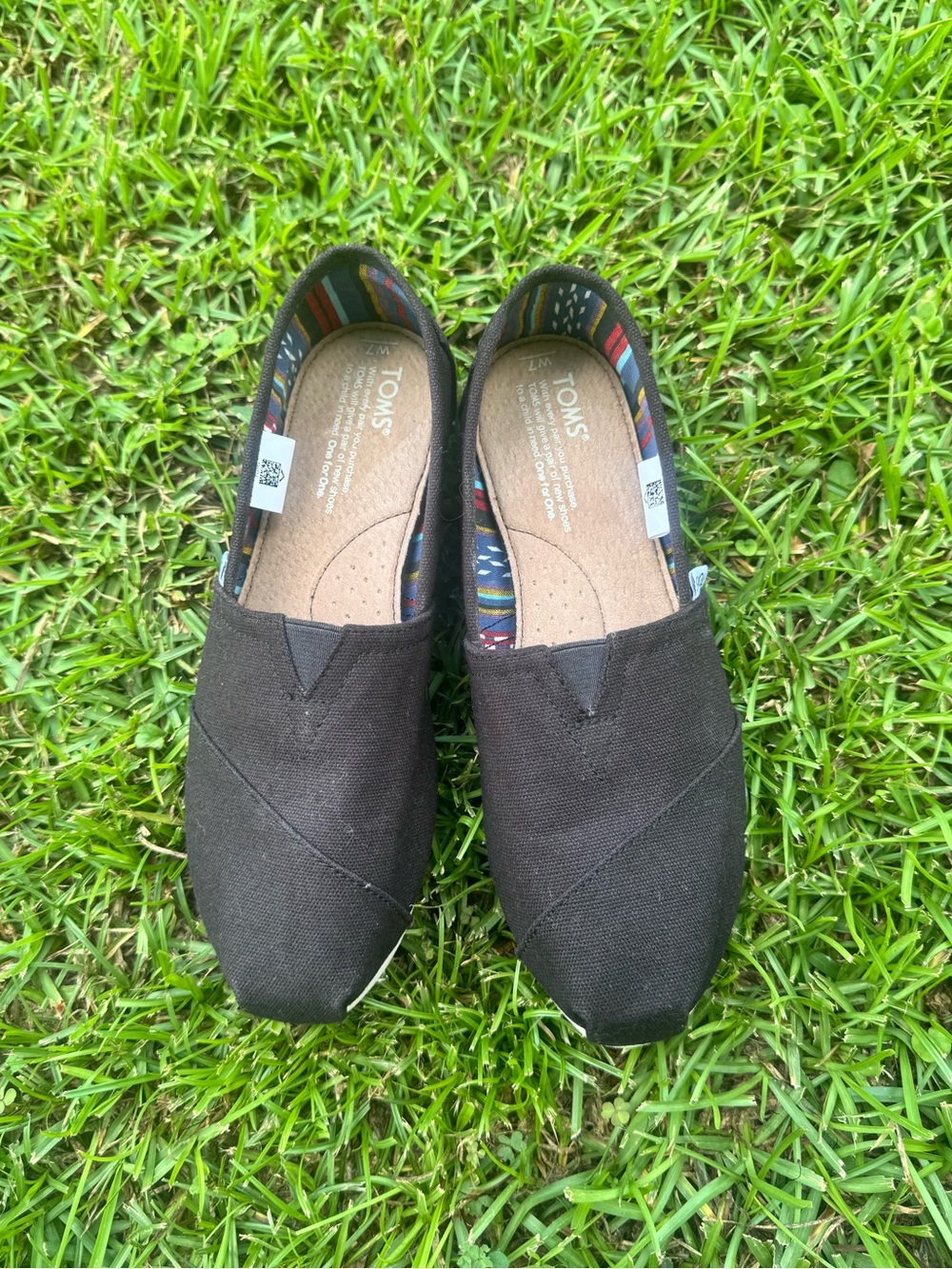 TOMS Black Canvas Slip-On Loafers